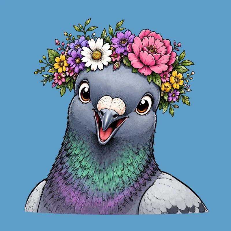 Colombe décorée de fleurs