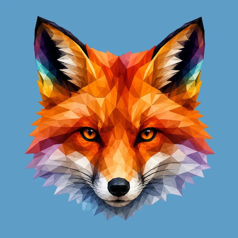 Colored Polygon Fox Head