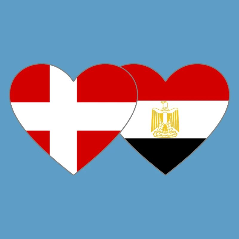 Danemark Égypte Drapeau Mains Coeur Forme
