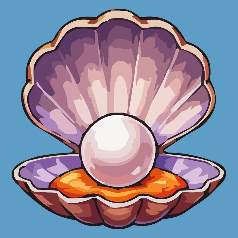 Iridescent pearl in shell