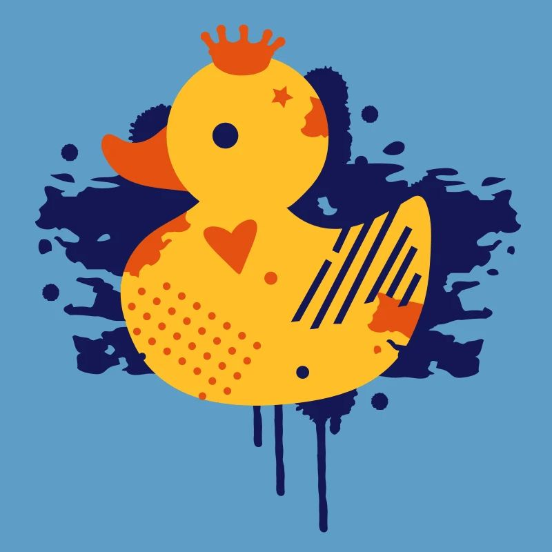 A duck with a crown as a graffiti