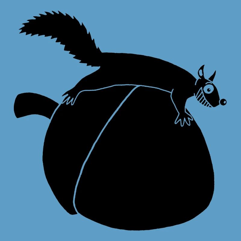 Das Eichhörnchen gegen die Eichel (schwarz)
