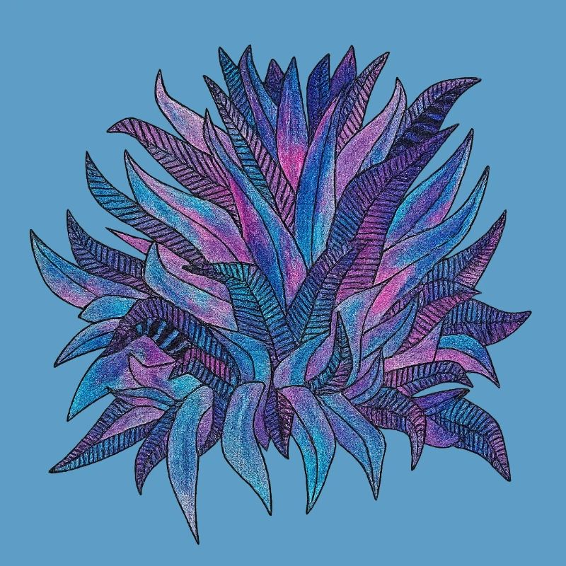 Purple Blue Leaf Pattern