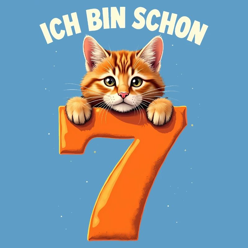 7. Geburtstag Mädchen Junge Katze Ich Bin Schon
