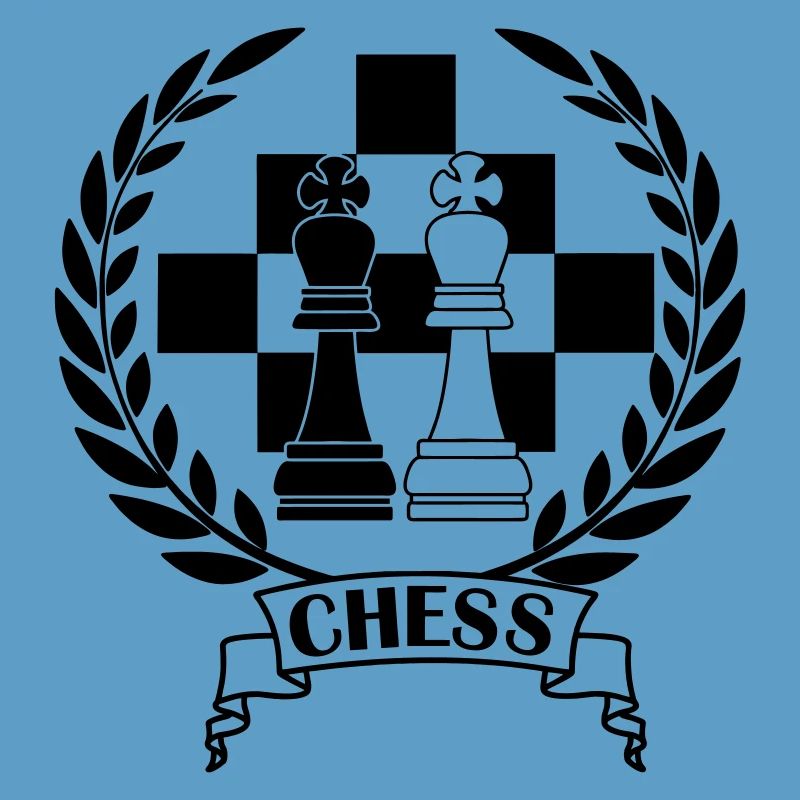 Pièces d’échecs en couronne de laurier avec texte CHESS