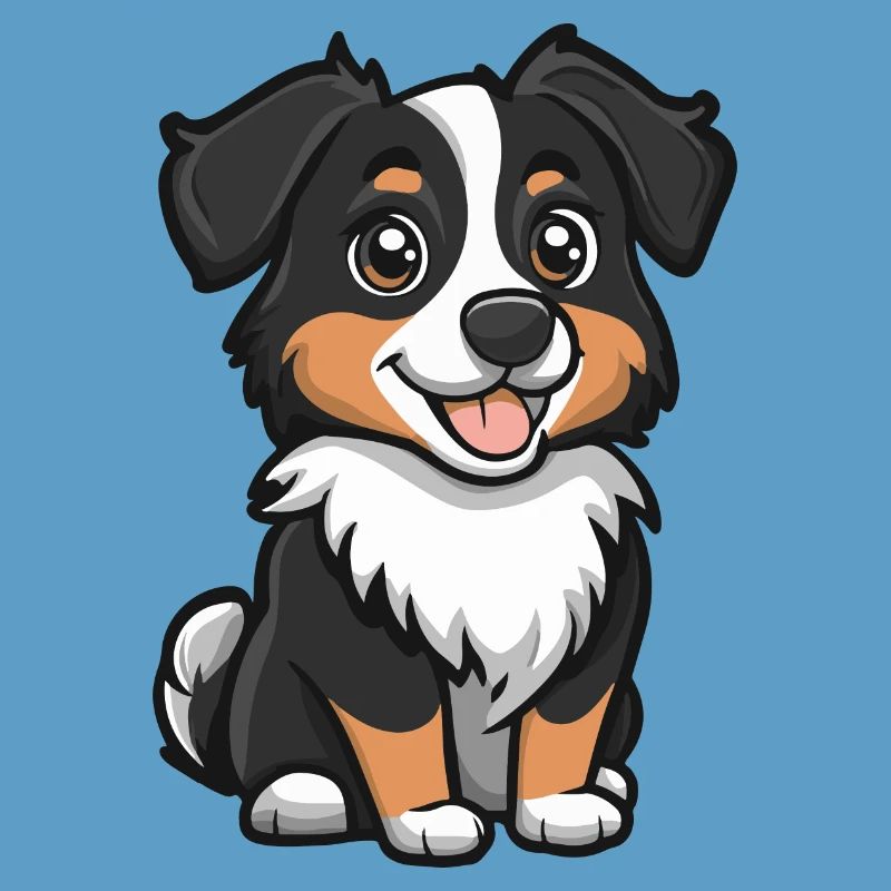 Australian Shepherd Dog Comic Cute