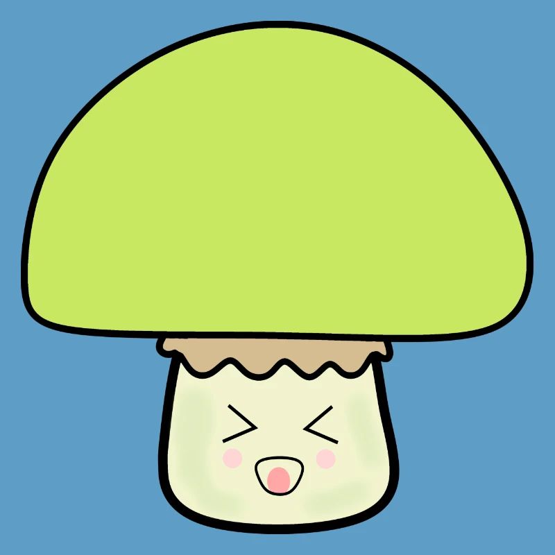 Champignon vert mignon avec visage