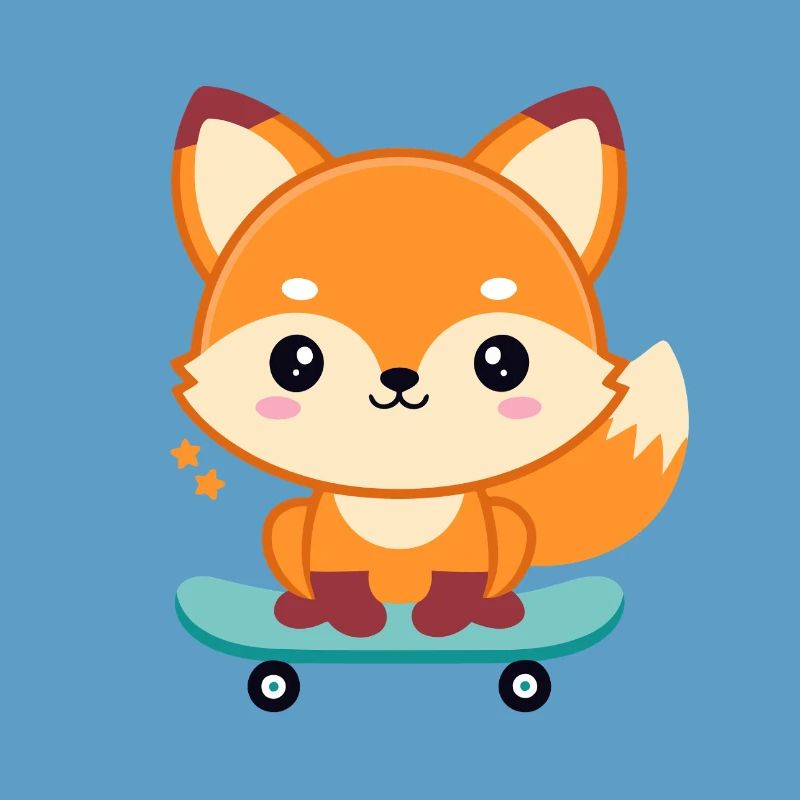 Fox on a cheerful skateboard