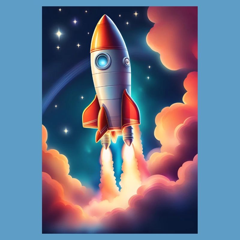 Fusée mignonne dans l’espace