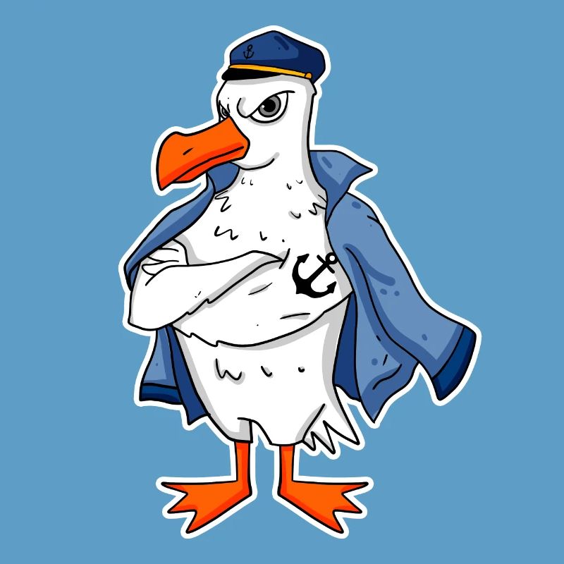 Muskelöse Seemöwe mit Anker Tattoo Möwe Geschenk