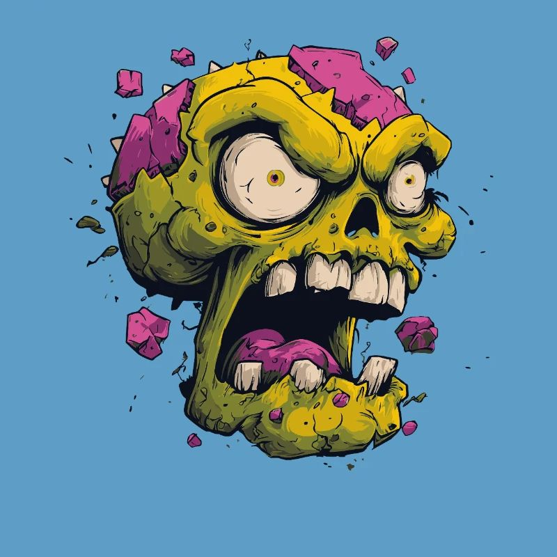 Exploding Skull – Comic Horror Motif