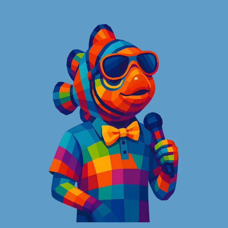 WPAP Polygon Stil Tiere - Clownfisch mit Fliege