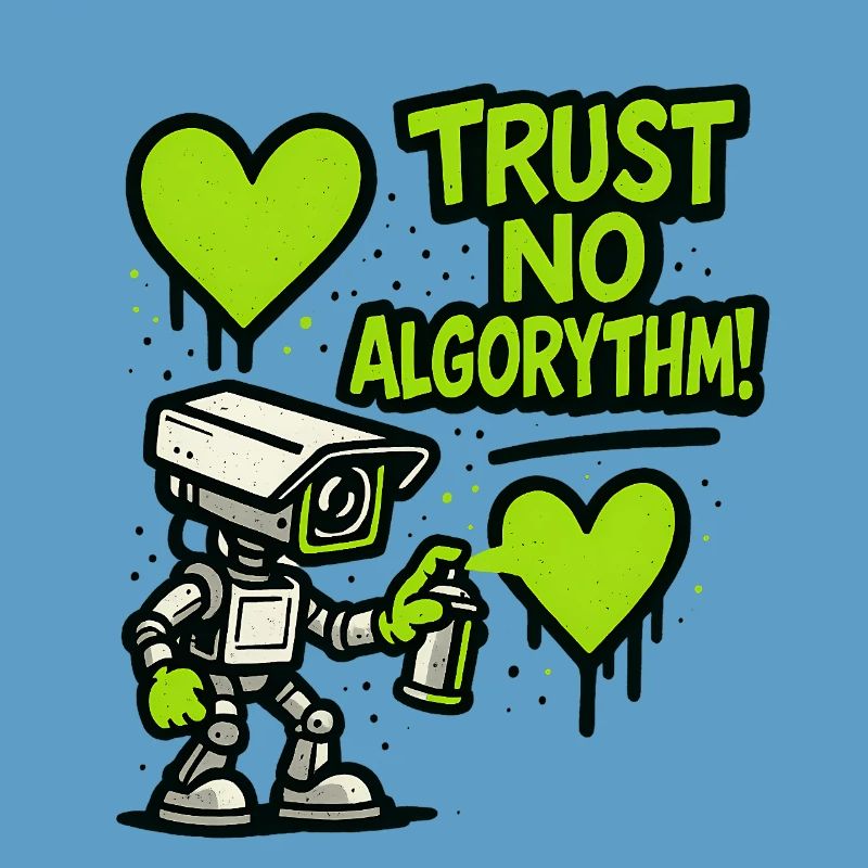 Robot with heart and anti-algorithm message