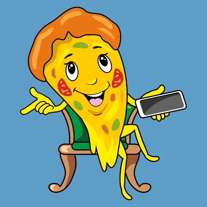 Une part de pizza de dessin animé prend commande