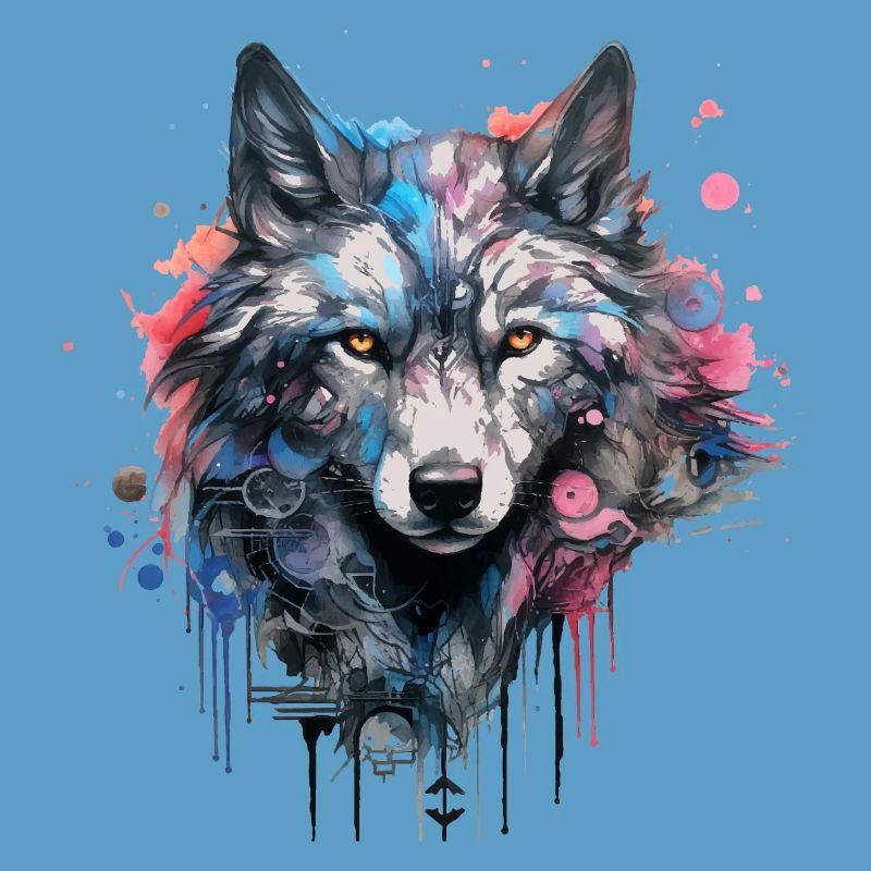 Wolf Design Wolfkopf in bunten Farben Wolfsrudel