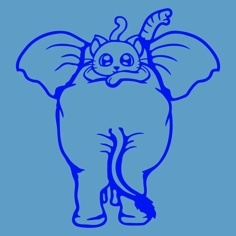 Chat Éléphant Équipe de marche Couché 2 Amis Mignon