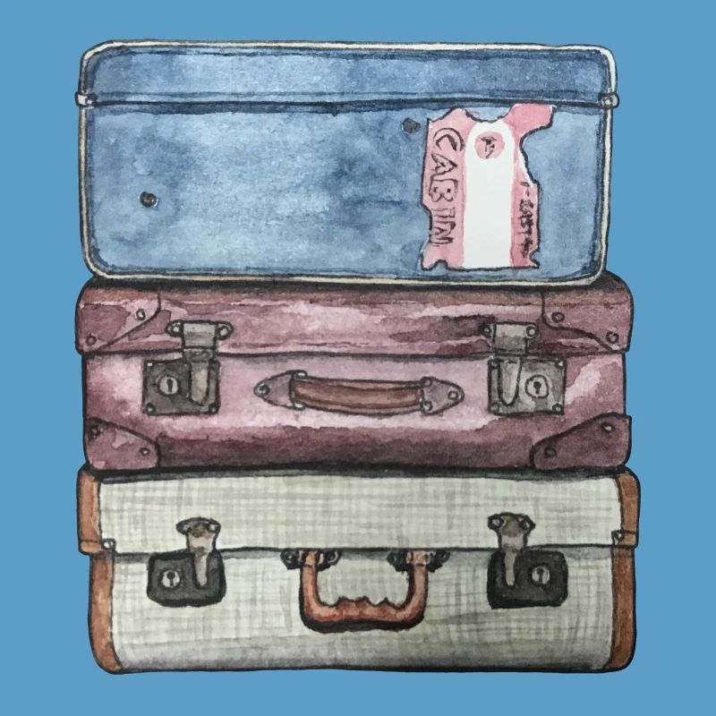 Suitcase stack with 3 old suitcases