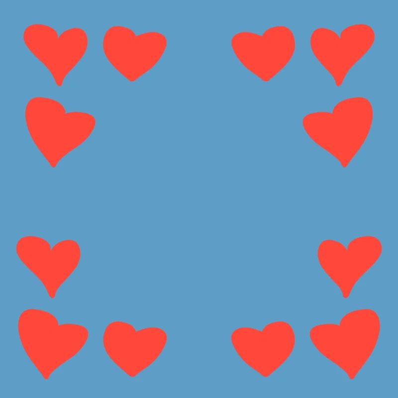 Hearts Pattern Frame Square Heart Red
