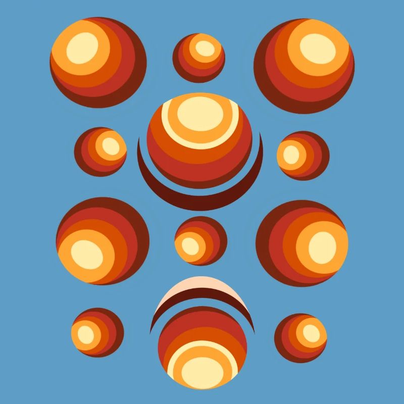 Retro Circle Pattern 70s Crescent