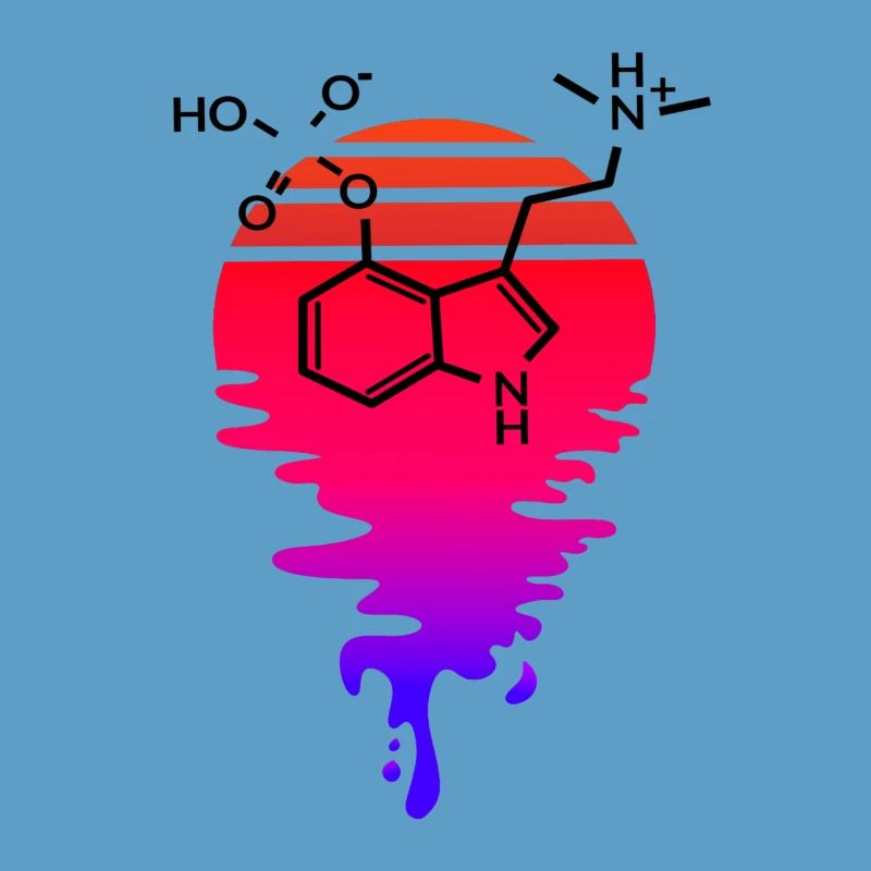 Psilocybin Molecule with Retro Sunset