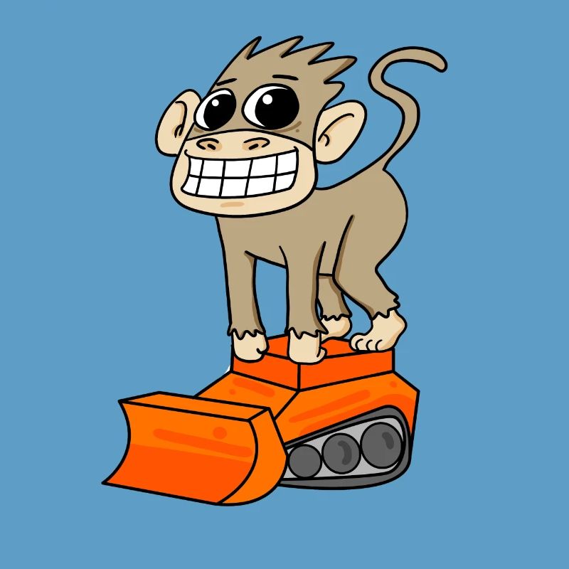Affe Bagger Baggerfahrer Motiv