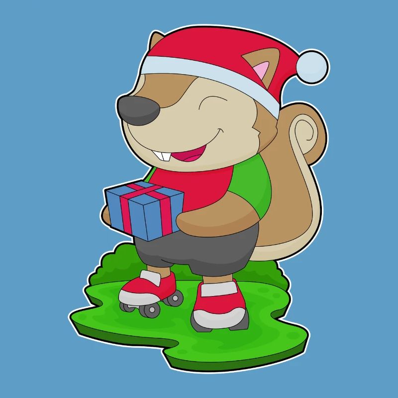 Squirrel Christmas Inline skating