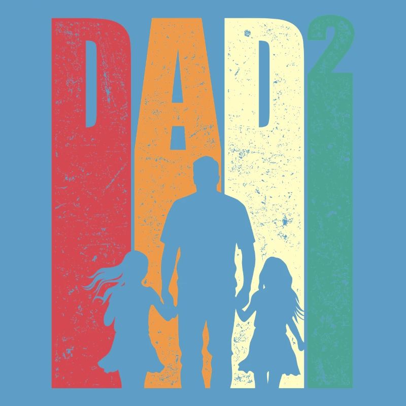 Dad High 2 Dad Two Daughters Retro Dad Gift