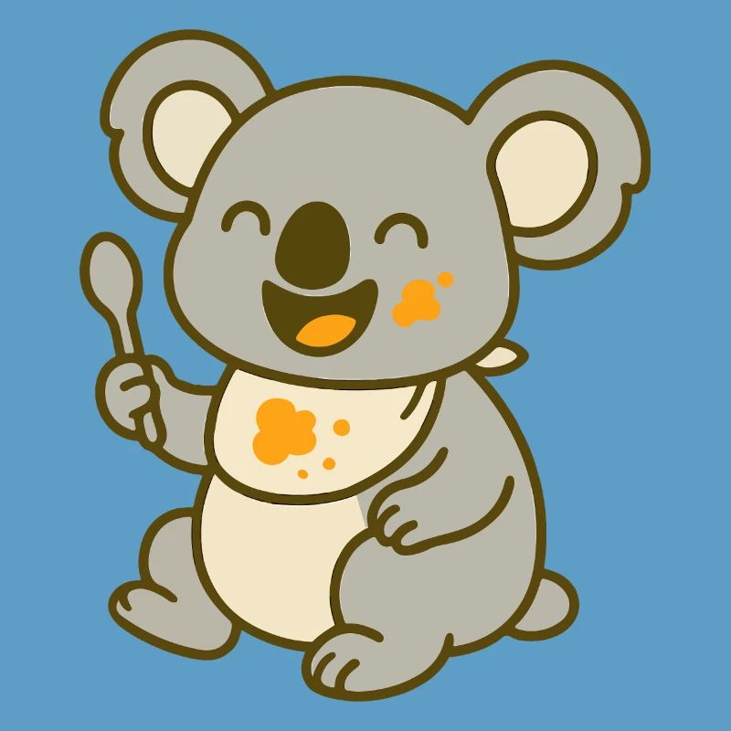 Mignon bébé koala mangeant