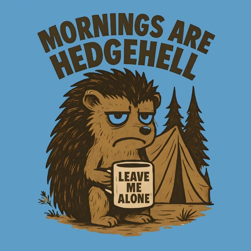 Igel mit Kaffeetasse