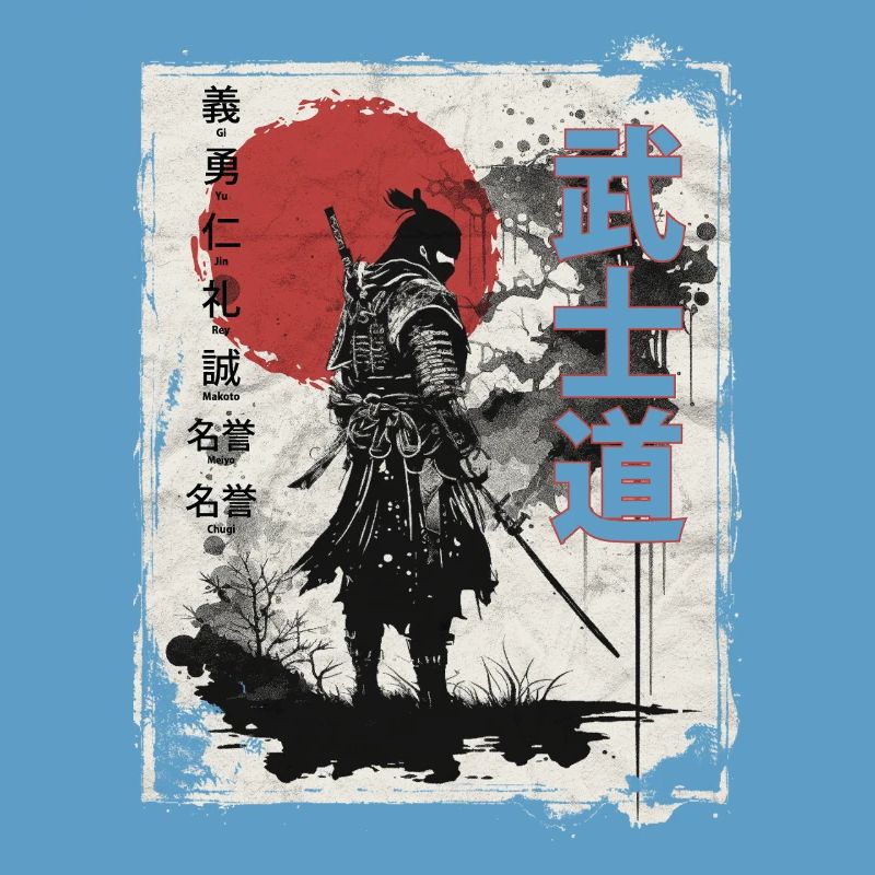 Samurai Warrior with Red Sun Backdrop