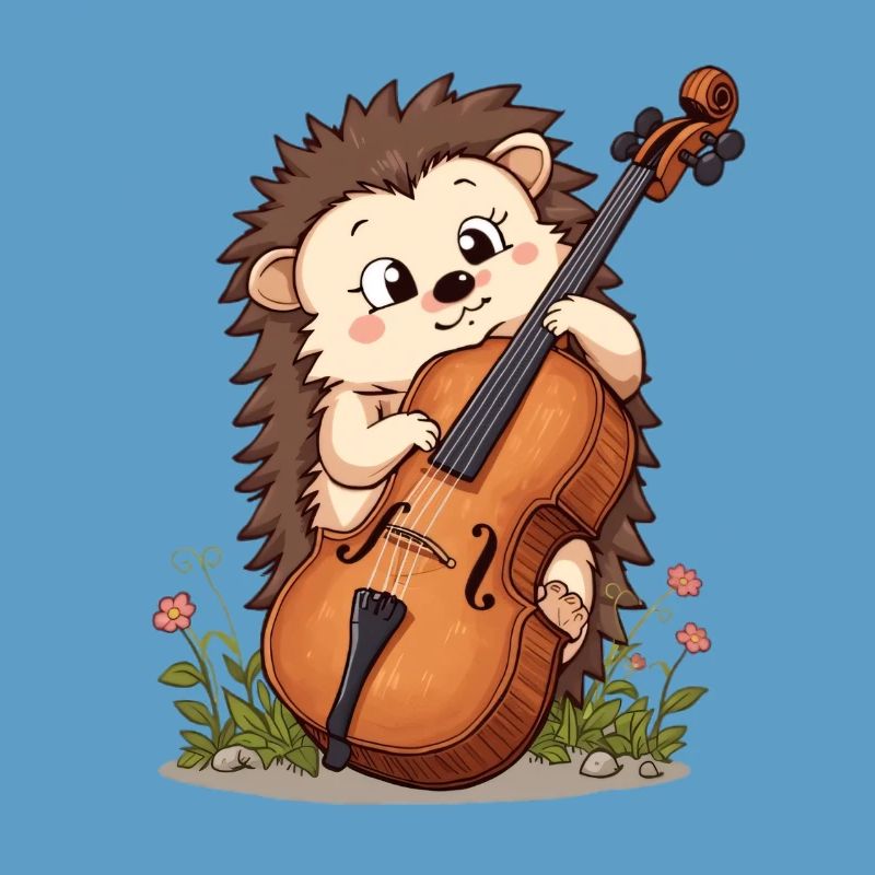 Hérisson violoncelle dans le jardin fleuri