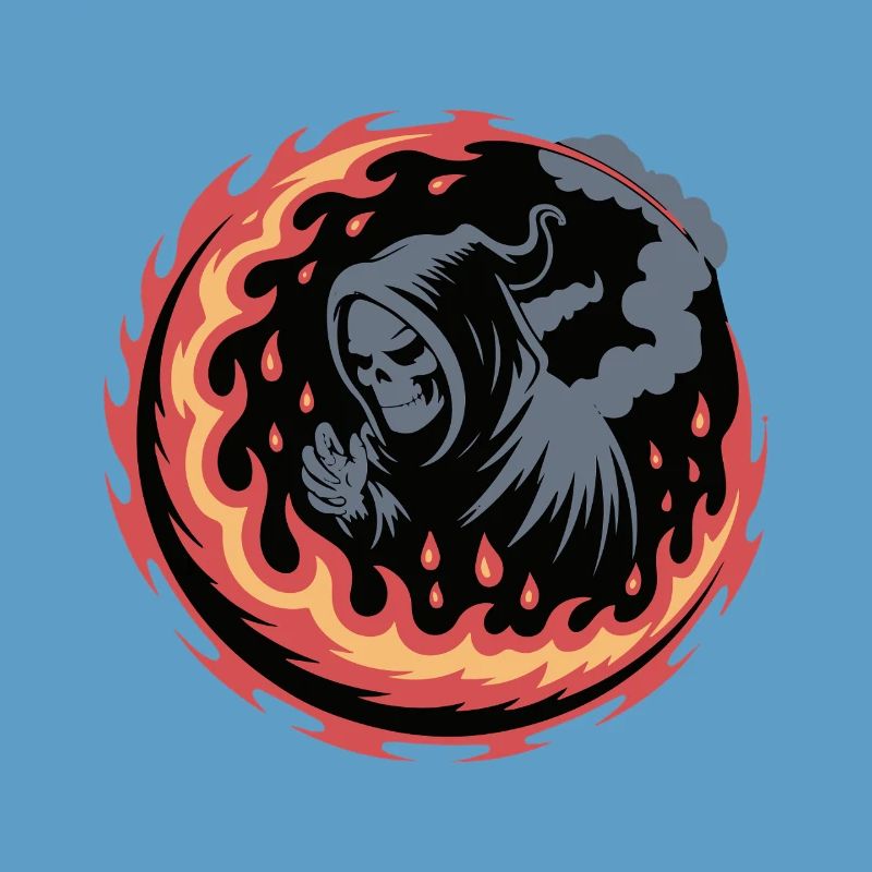 Flaming Grim Reaper Circle
