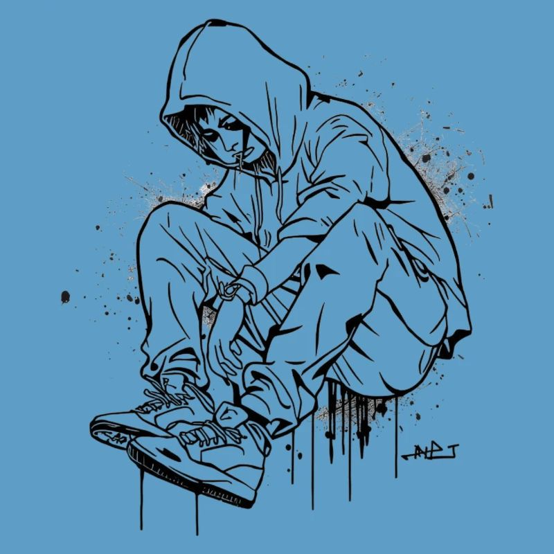 Silhouette Kapuzenpullover Graffiti