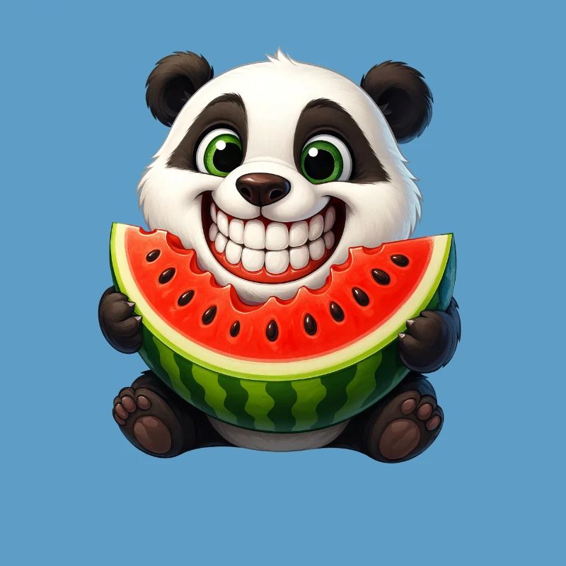 Dessin animé d’été panda melon mignon Fruit Joy