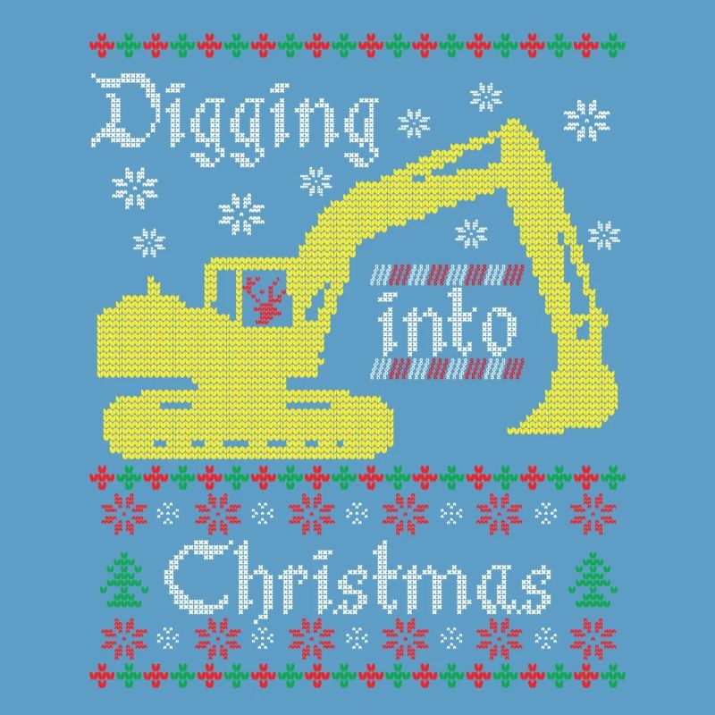 Digging into Ugly Christmas Excavator Construction Worker