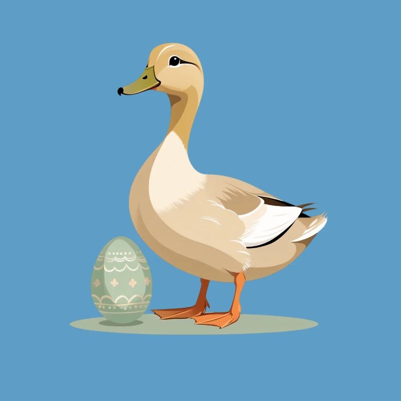 Spring duck with Easter egg