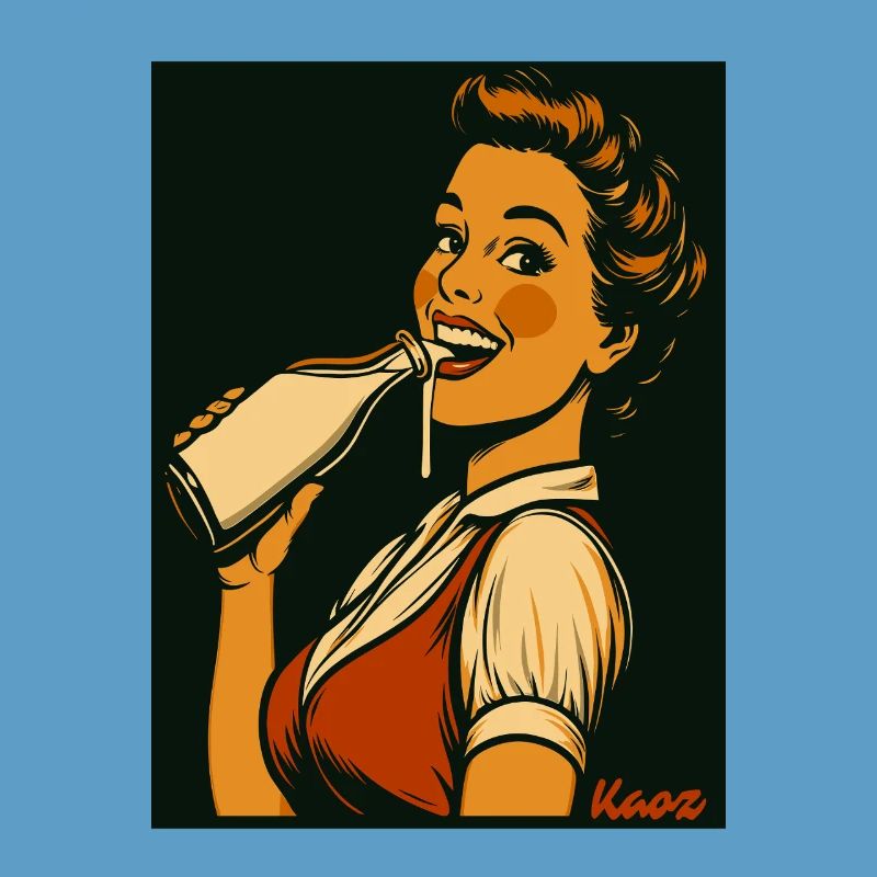 Dame rétro avec une boisson au lait