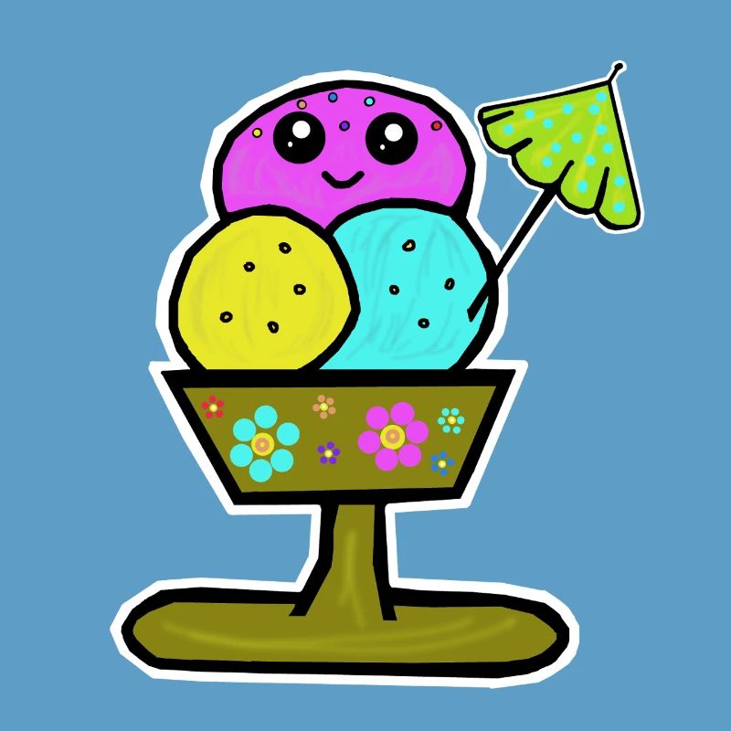 Glace colorée Sundae Glace Glace Glace