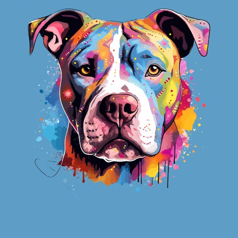 Pitbull coloré avec des éclaboussures de chien
