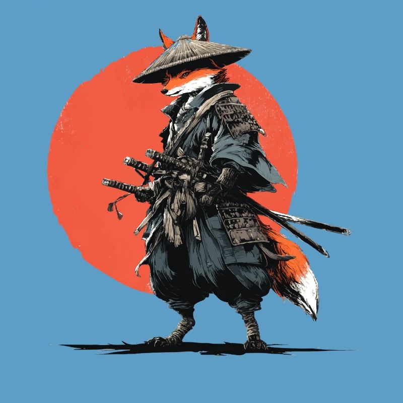 Fox Samurai under Ember Sun