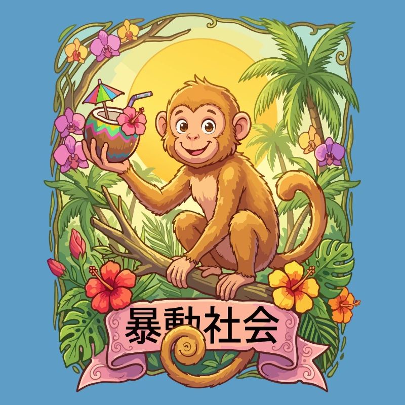 Tropical Monkey Sip on Paradise