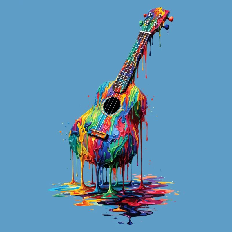 Ukulele with dripping paint