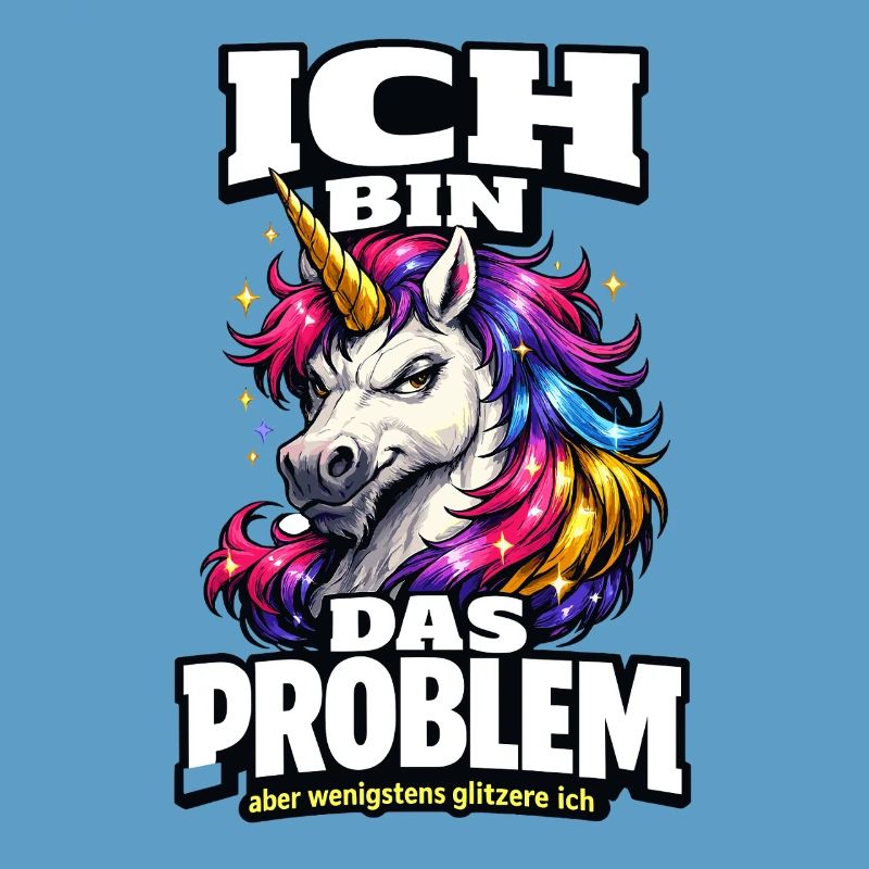 Ich bin das Problem Einhorn Spruch mit Glitzer