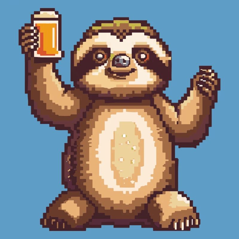 Sloth Beer Pixel