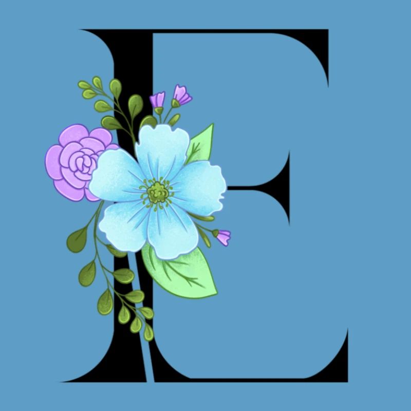 Eleganter Buchstabe 'E' mit Blumen