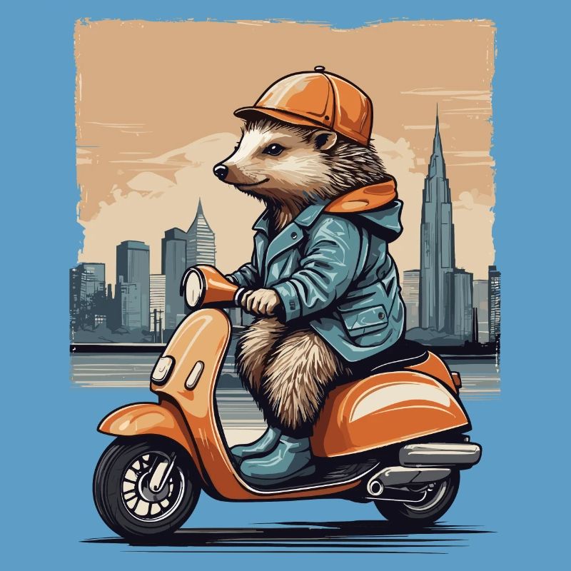Hérisson mignon sur scooter