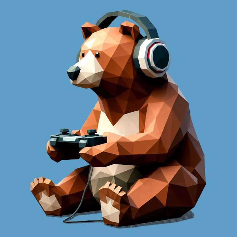 Gaming Bär mit Headset & Controller