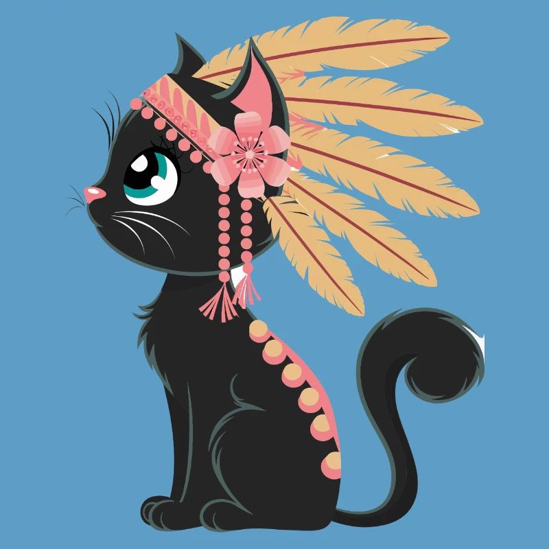 Boho Feather Cat
