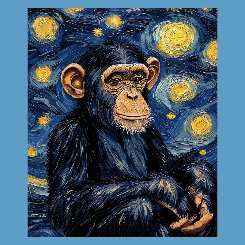 Monkey Chimpanzee Van Gogh Style Starry