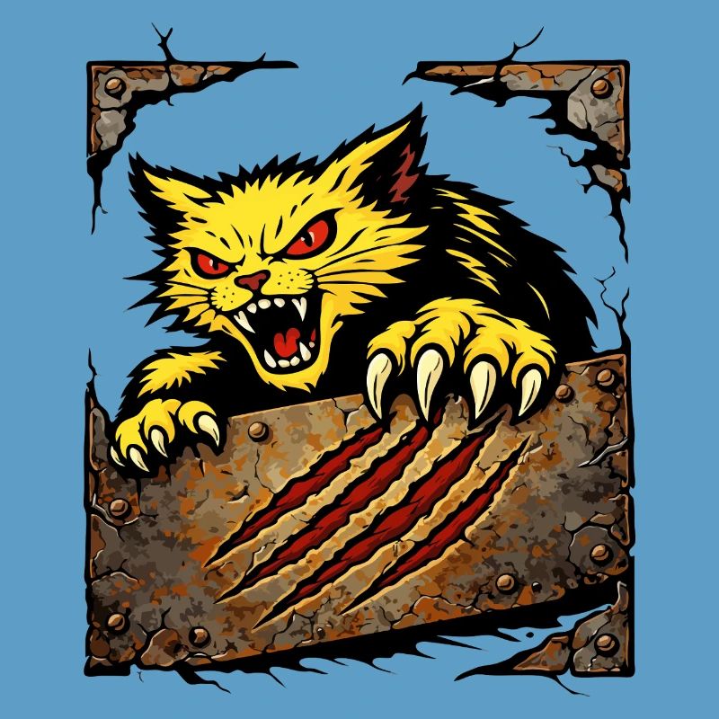 Ferocious Cat Scratch Attack Illustration